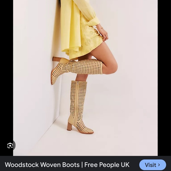 Free People Woven Heeled Boots - Tan - Picture 5 of 5